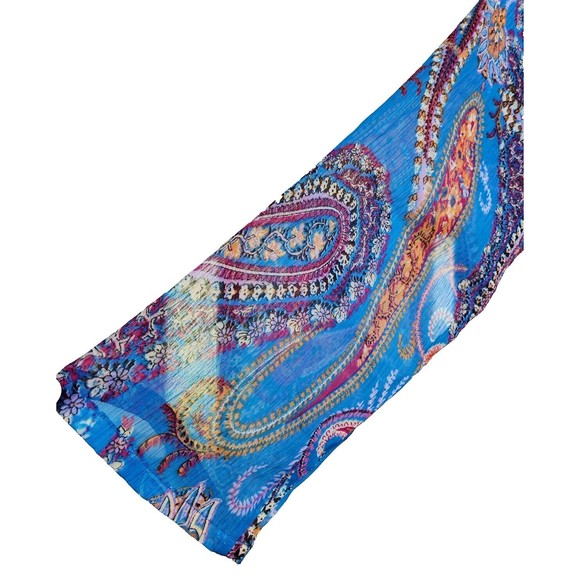 Priya India Peasant Embellished Top Sheer Size Large Hippie Boho Gypsy - Picture 3 of 8